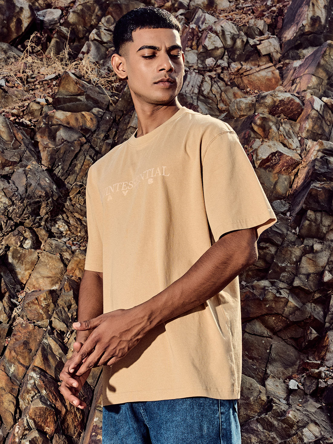 AYCS Quintessential LightBrown Relax Fit T-Shirt
