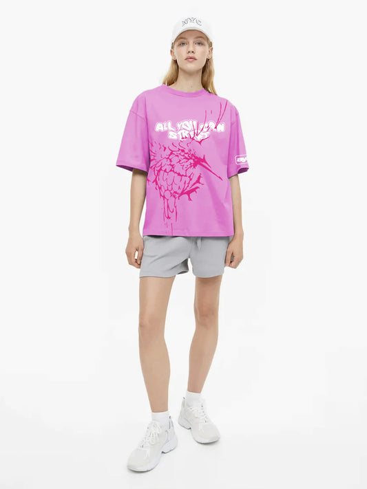 Pink Bird Oversized T-shirt- AYCS