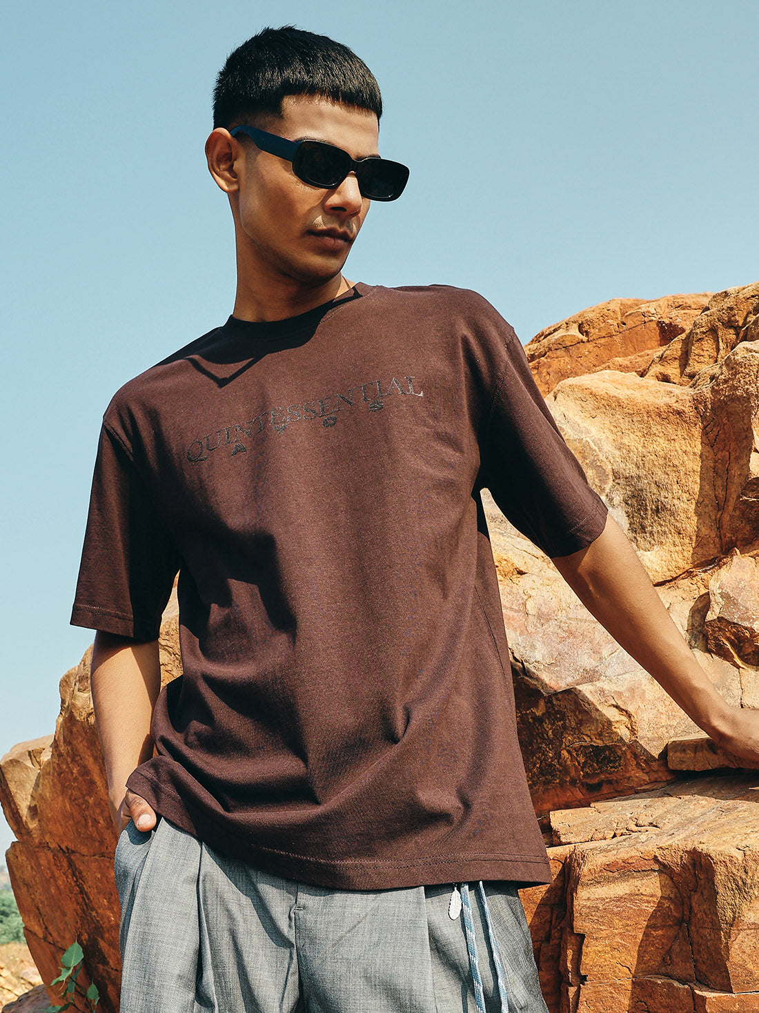 AYCS Quintessential Brown Relax Fit T-Shirt