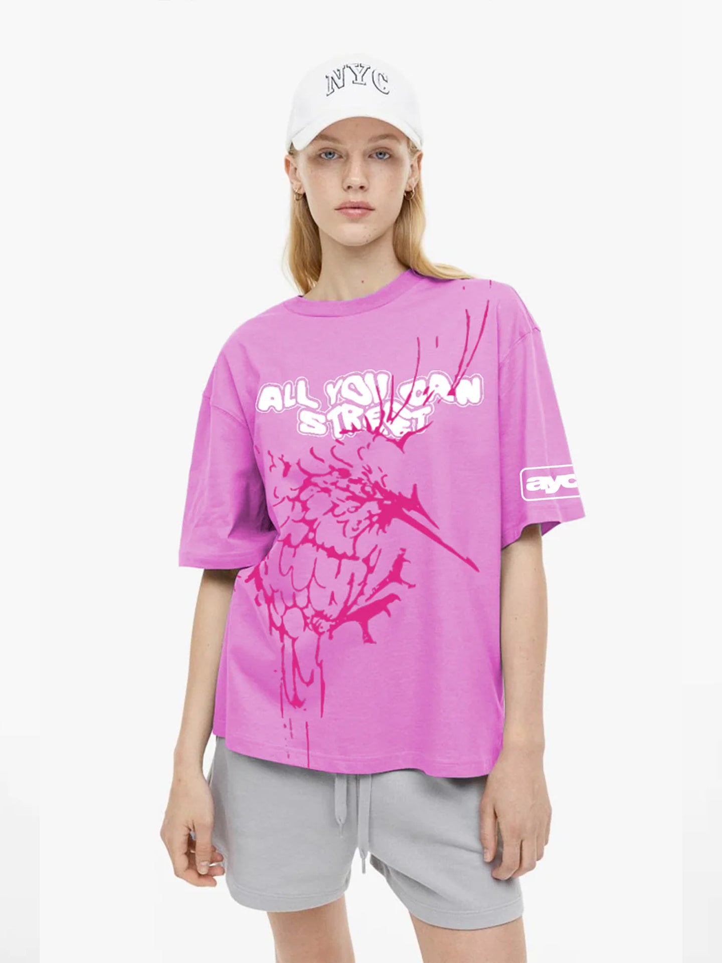 Pink Bird Oversized T-shirt- AYCS