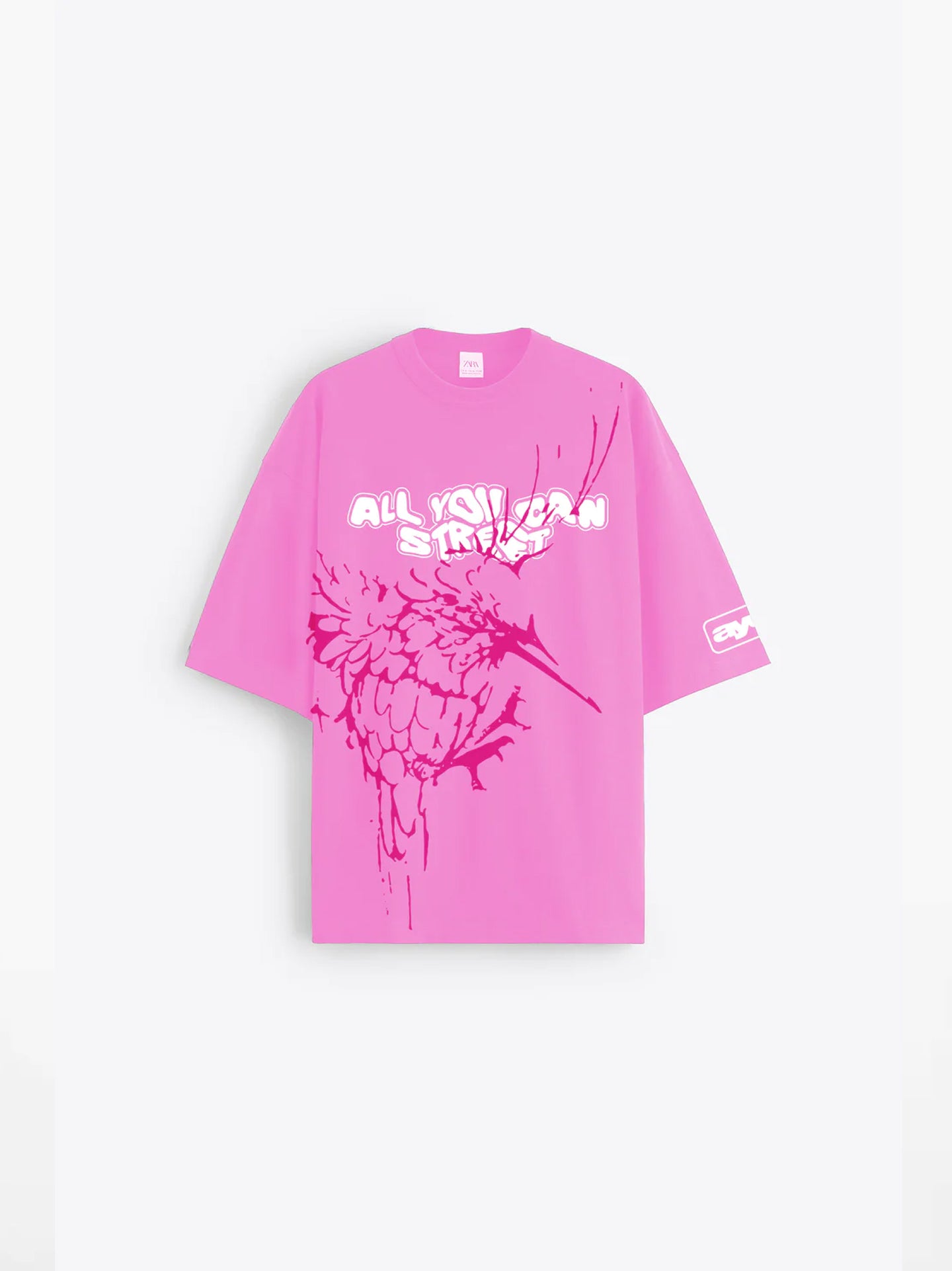 Pink Bird Oversized T-shirt- AYCS