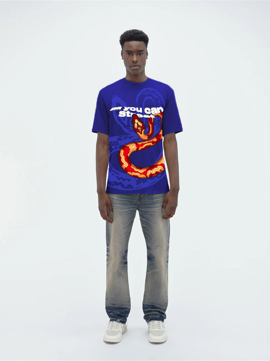 Blue Slithering Snake Oversized T-shirt- AYCS