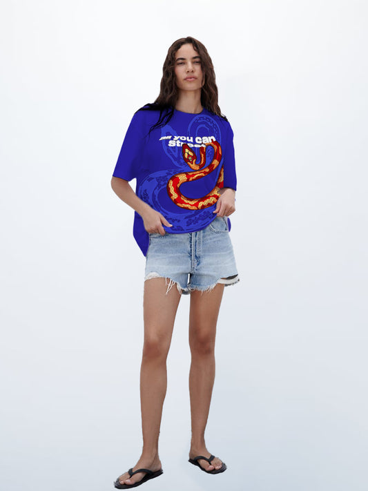 Blue Slithering Snake Oversized T-shirt- AYCS