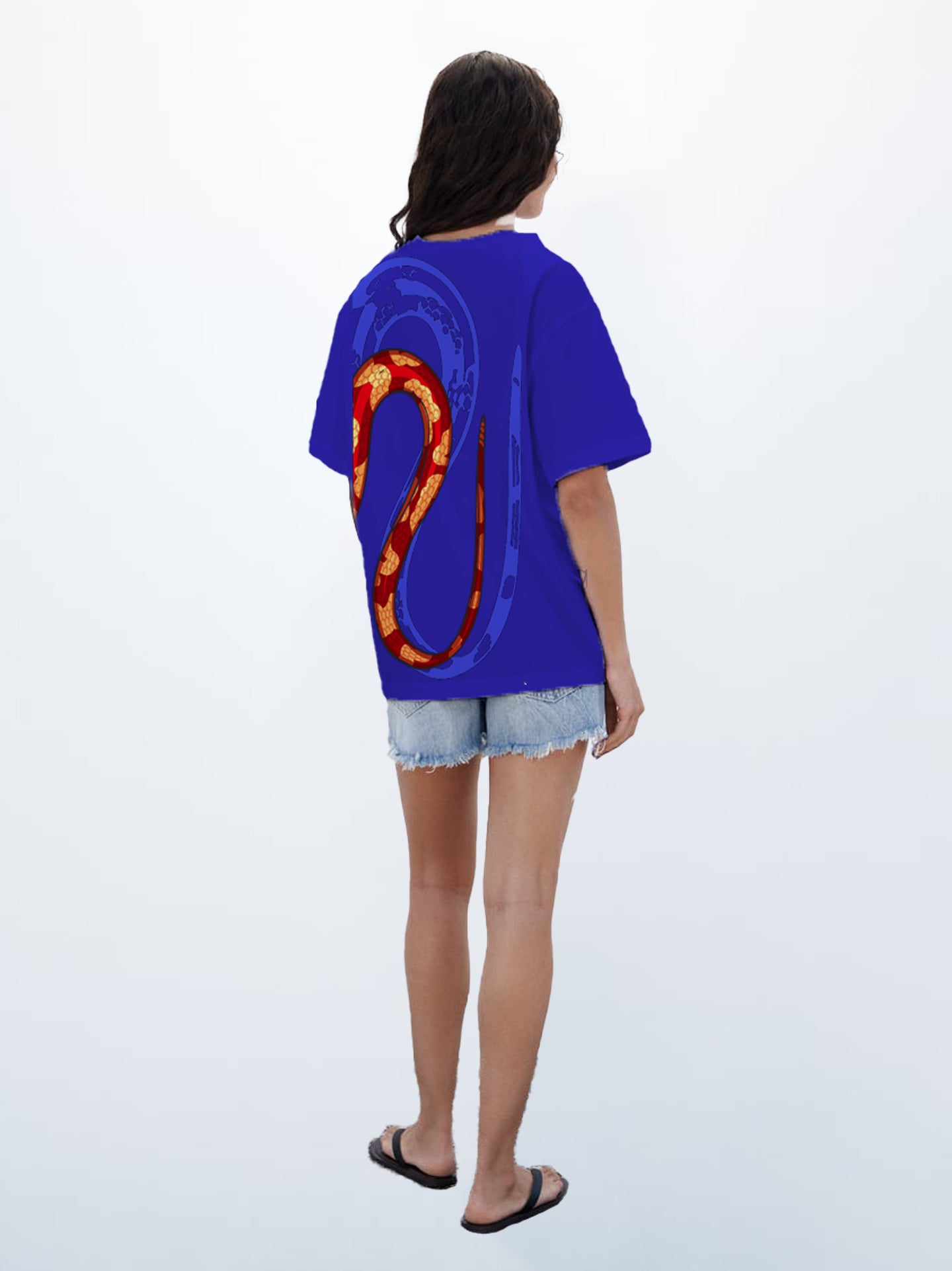 Blue Slithering Snake Oversized T-shirt- AYCS