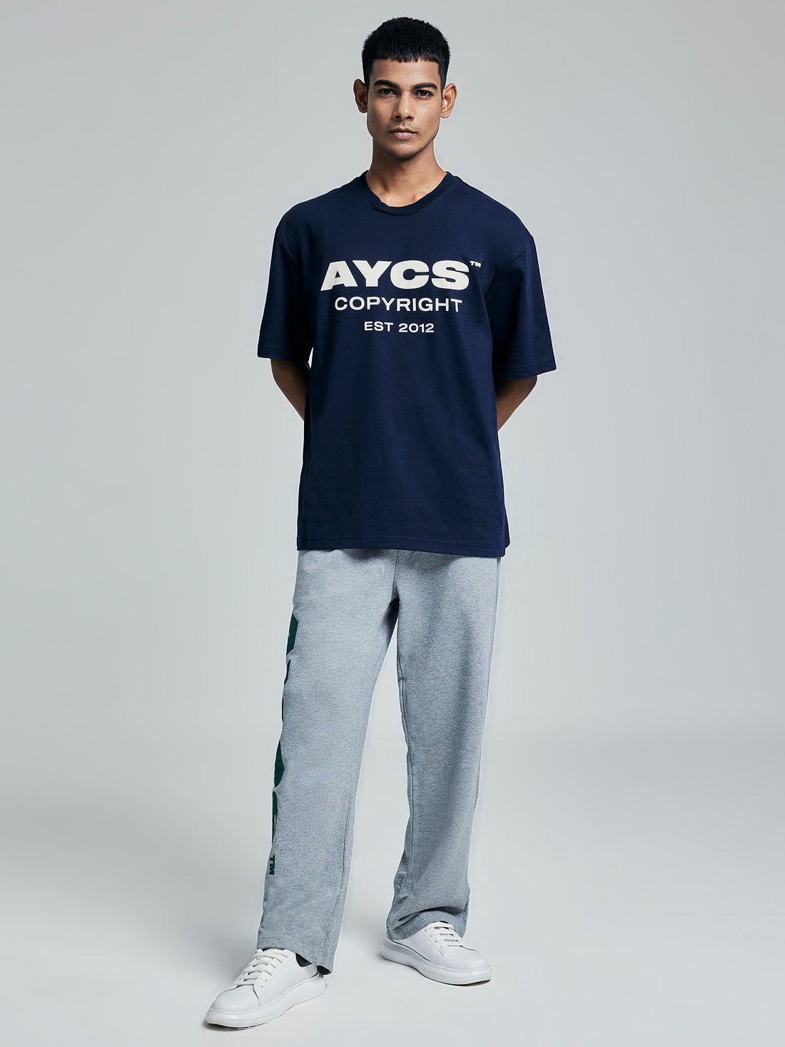 Premium Cotton AYCS OG LOGO Print T-Shirt (DARK-BLUE)