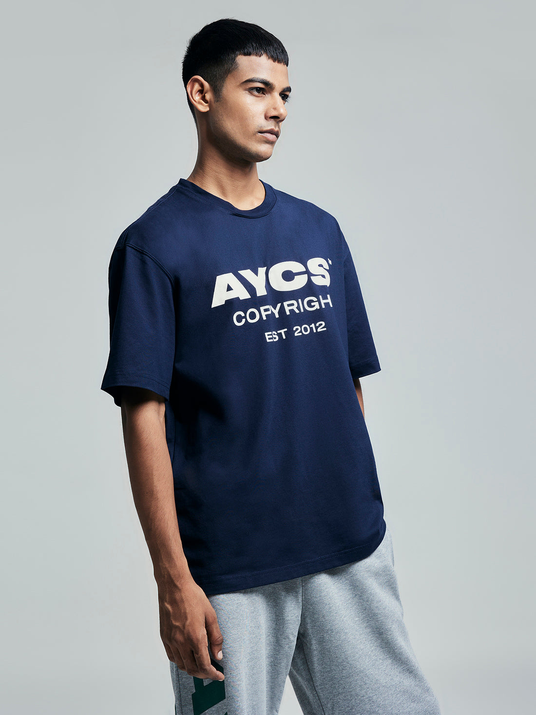 Premium Cotton AYCS OG LOGO Print T-Shirt (DARK-BLUE)