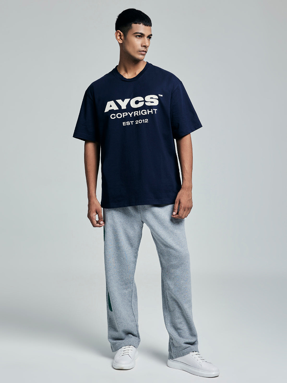 Premium Cotton AYCS OG LOGO Print T-Shirt (DARK-BLUE)